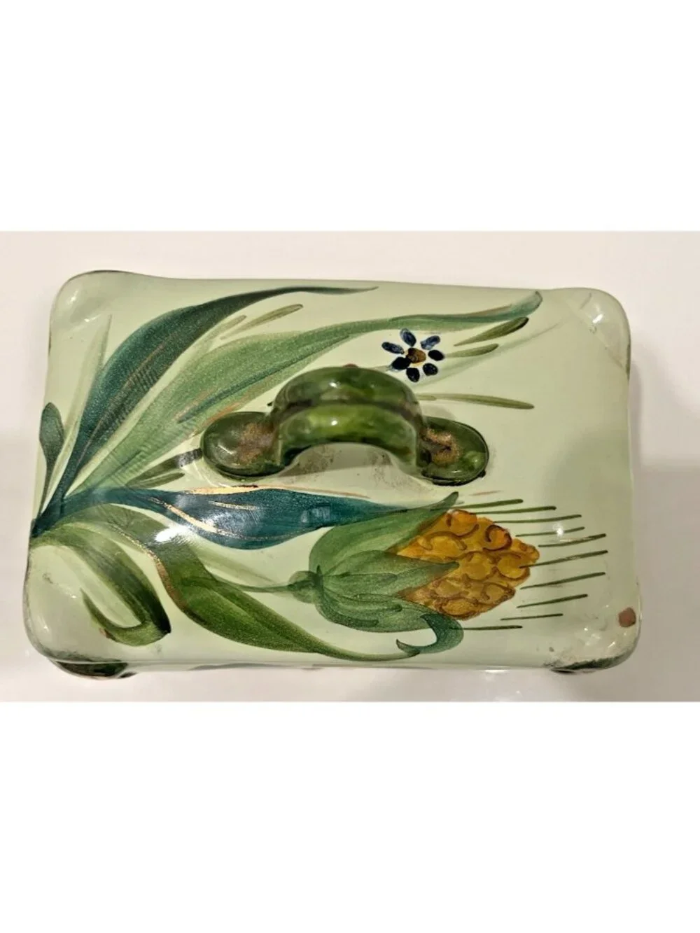 Vtg Italian Hand Painted Footed Porcelain Trinket Vanity Box Numbered Victorian